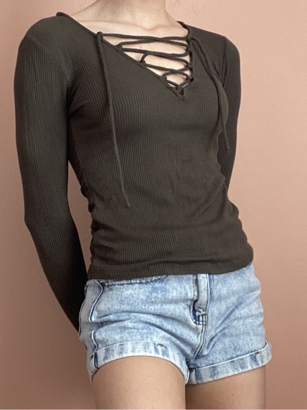 Forever 21 Green Long Sleeve Shirt Size S